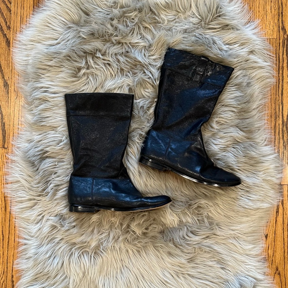 Urban Outfitters black slouchy leather boots
